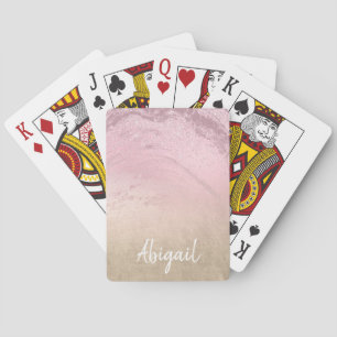Baraja De Cartas Elegante moda moderna rosa  de mármol purpurina do