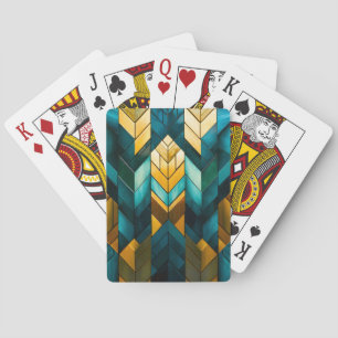 Baraja De Cartas Elegante Moderno Abstracto Dorado Verde Geométrico
