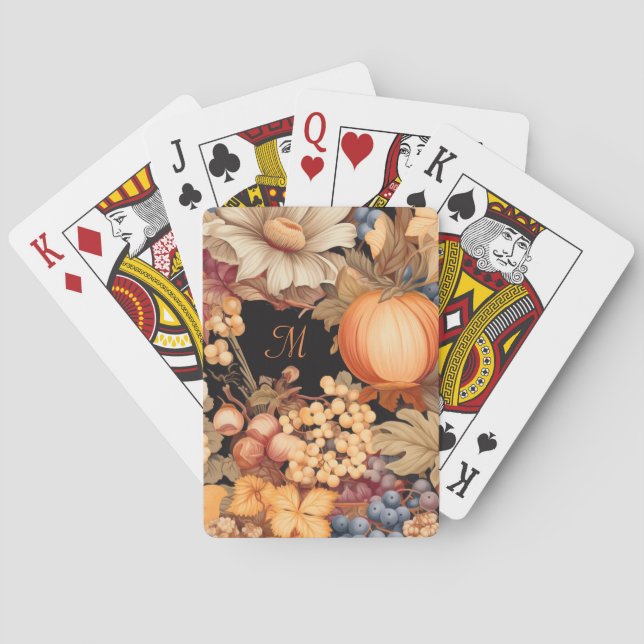 Baraja De Cartas Elegante monograma de cosecha de otoño elegante (Reverso)