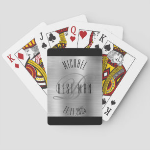 Baraja De Cartas Elegante Monograma del Padrino de Boda