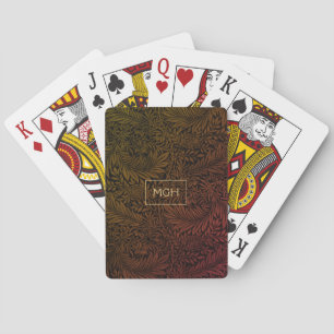 Baraja De Cartas Elegante Monograma Floral Naranja Óxido
