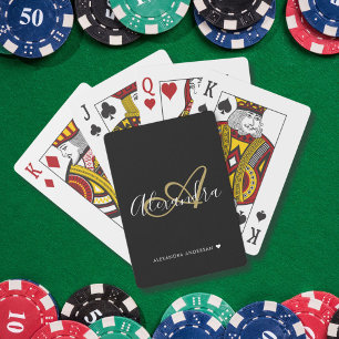 Baraja De Cartas Elegante Monograma Inicial de Nombre en Letra Scri
