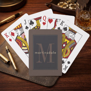 Baraja De Cartas Elegante Monograma Minimalista Moderno Oscuro