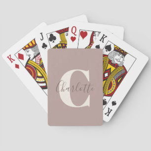 Baraja De Cartas Elegante Monograma Moderno Nombre Polvo Malva