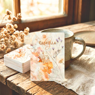 Baraja De Cartas Elegante Monograma Personalizado de Acuarela Flora