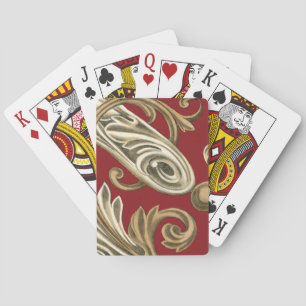 Baraja De Cartas Elegante Motif Botánico con Tan Foliage