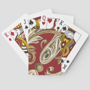 Baraja De Cartas Elegante Motif Botánico con Tan Foliage