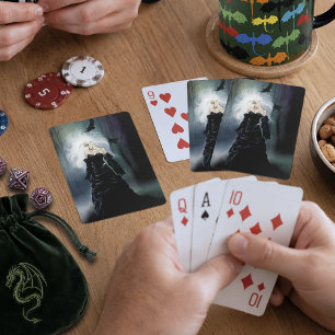 Baraja De Cartas Elegante Mujer Negra Gótica Misteriosa Cuervos Nie