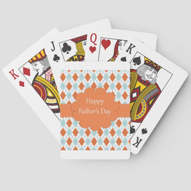 Baraja De Cartas Elegante Naranja Argyle Pattern Dad (Reverso)