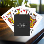Baraja De Cartas Elegante Nombre de Monograma Plata Negro Personali<br><div class="desc">Personalizar el texto y crea fácilmente tus cartas de reproducción personalizadas. Haga clic en EDIT para cambiar el color del texto o del fondo. Puede TRANSFERIR este DISEÑO a otros productos de Zazzle y ajustarlo para que se ajuste a la mayoría de los artículos de Zazzle. Los diseños de Standard...</div>