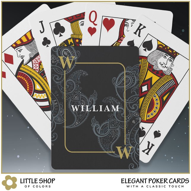 Baraja De Cartas Elegante nombre inicial de monograma de cachemira  (Subido por el creador)