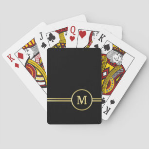 Baraja De Cartas Elegante oro Monograma personalizado sobre negro