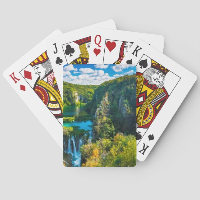 Baraja De Cartas Elegante paisaje de cascada, Croacia (Reverso)