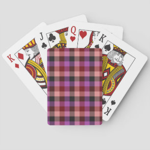 Baraja De Cartas Elegante patrón de cuadros escoceses rojo y ciruel