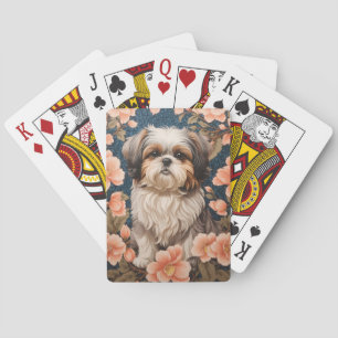 Baraja De Cartas Elegante perro shih tzu William Morris inspirado