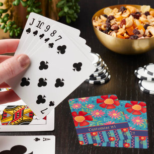 Baraja De Cartas Elegante Personalizado Divertido Floral Nombre Ine