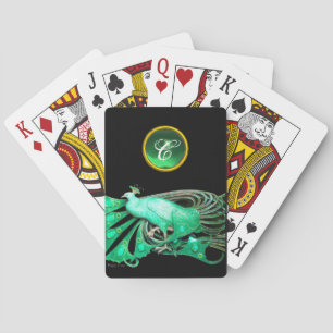 BARAJA DE CARTAS ELEGANTE PICOCA EN MONOGRAMA VERDE JADE