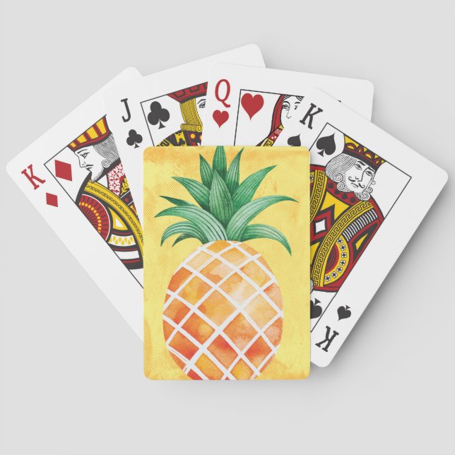 Baraja De Cartas Elegante Pineapple amarillo acuarela (Reverso)