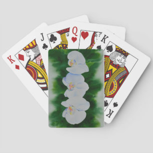 Baraja De Cartas Elegante pintura de orquídeas de color blanco trop