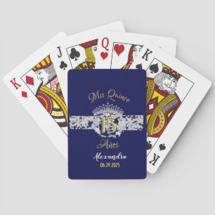 Baraja De Cartas Elegante Princesa Azul Real Quinceanera
