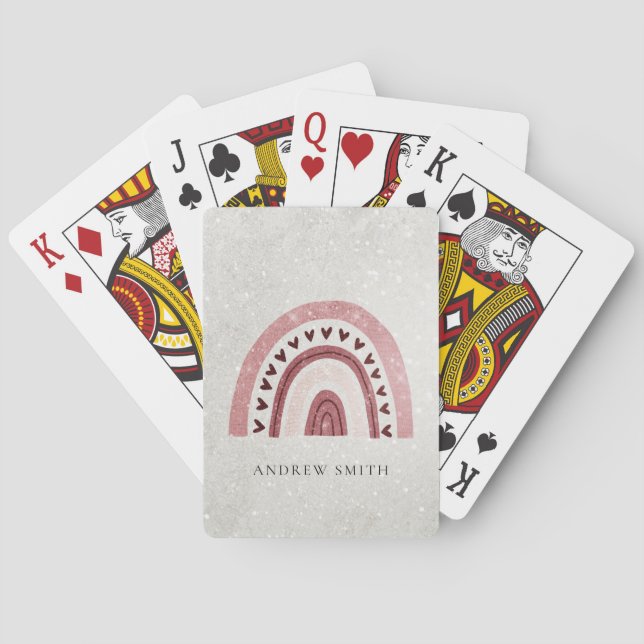 BARAJA DE CARTAS ELEGANTE PURPURINA CHICA RUBOR RAINBOW HEART (Reverso)