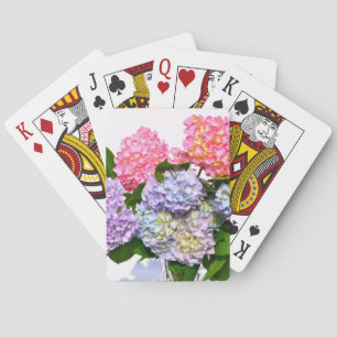 Baraja De Cartas Elegante ramo de horteno floral azul púrpura rosa