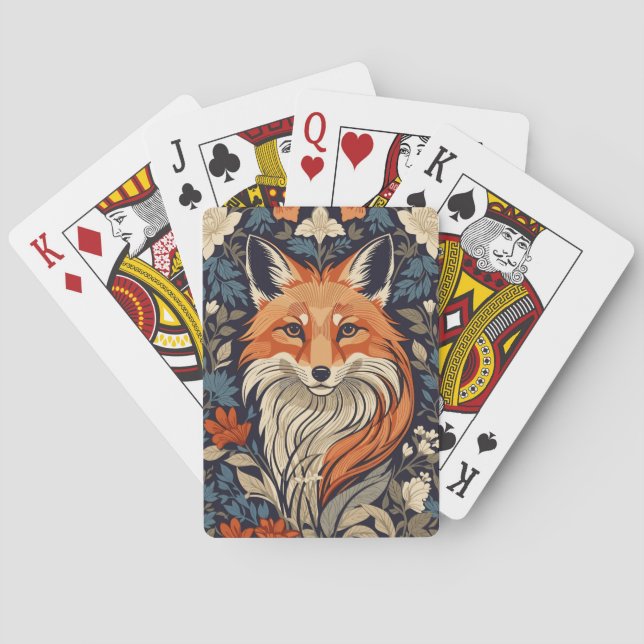 Baraja De Cartas Elegante Red Fox Face Woodland Wildlife (Reverso)