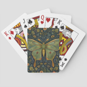 Baraja De Cartas Elegante retro boho Luna moth botánico