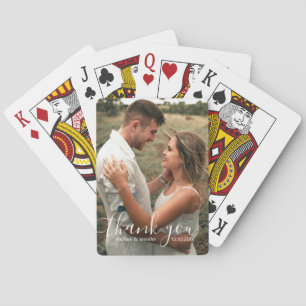 Baraja De Cartas Elegante Tarjeta de Agradecimiento de Foto de Boda