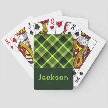 Elegante Tarjeta de juego de monograma verde de la