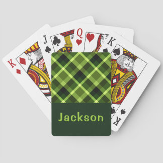 Baraja De Cartas Elegante Tarjeta de juego de monograma verde de la
