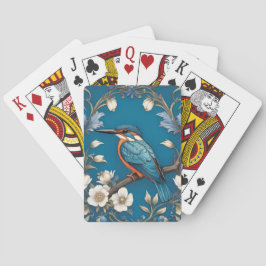 Baraja De Cartas Elegante Turquoise Kingfisher Bird Floral