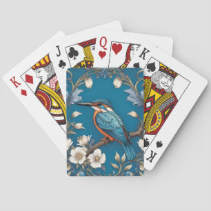 Baraja De Cartas Elegante Turquoise Kingfisher Bird Floral