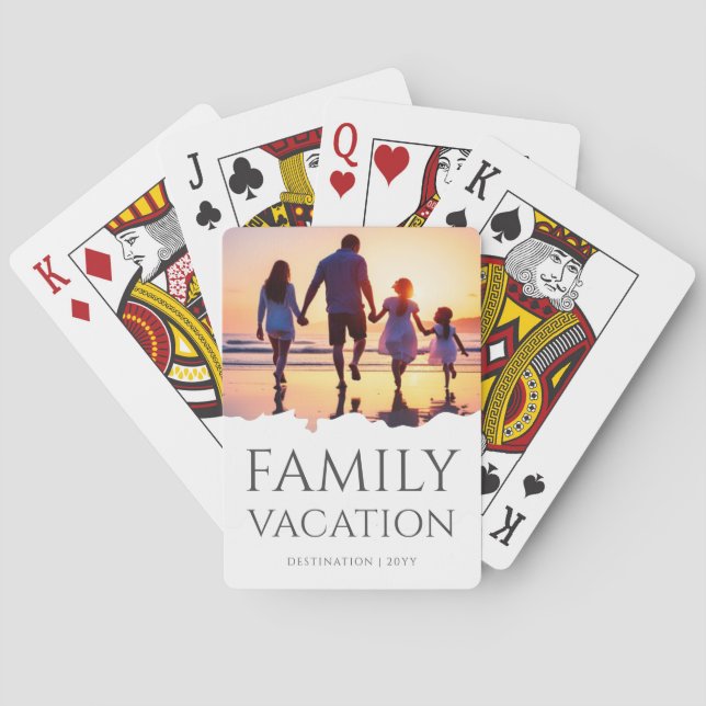 Baraja De Cartas Elegante vacaciones familiares | Foto de viaje fam (Reverso)