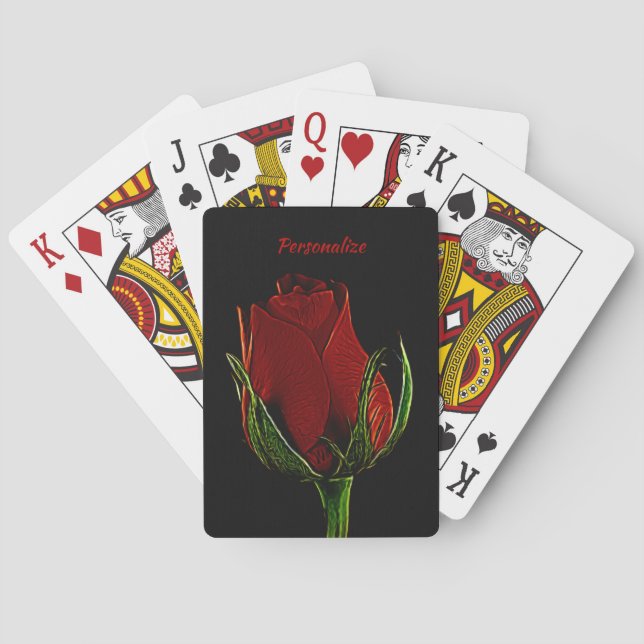Baraja De Cartas Elegante y romántico Rosa Rojo Personalizado (Reverso)