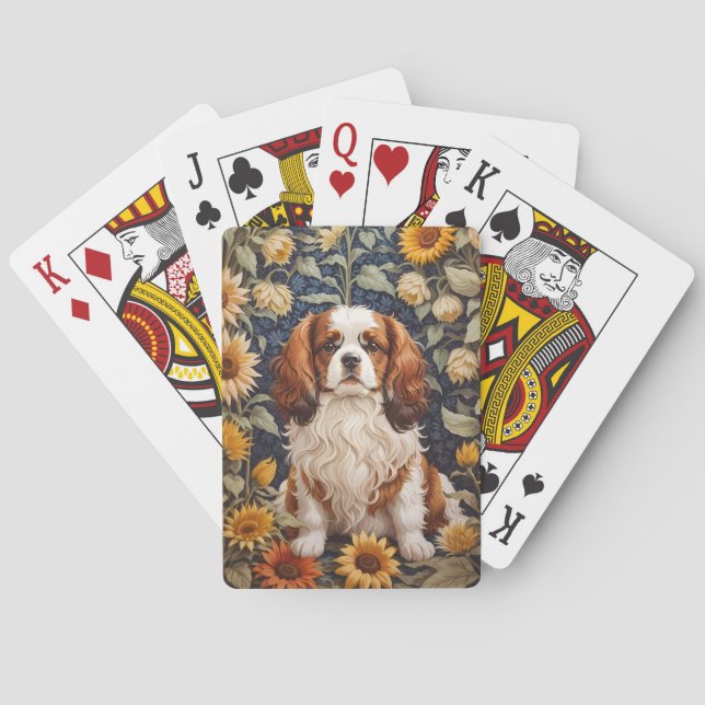 Baraja De Cartas Elegantes girasoles Cavalier King Charles Spaniel (Reverso)