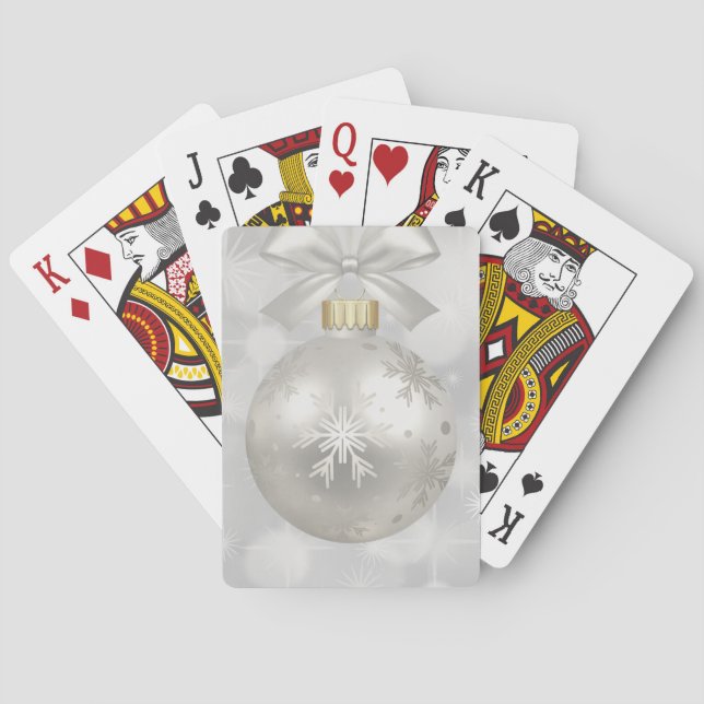 Baraja De Cartas Elegantes Navidades plateados bailan sobre las luc (Reverso)
