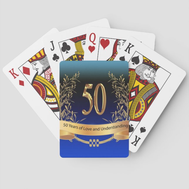 Baraja De Cartas Elegantes regalos del 50° Aniversario del Boda (Reverso)