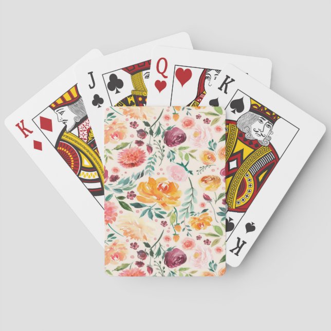 Baraja De Cartas Elegantes tarjetas de juego floral (Reverso)