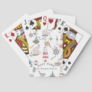 Baraja De Cartas Elementos náuticos de acuarela Marinero