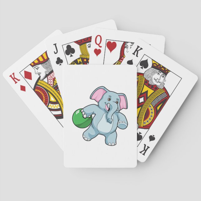 Baraja De Cartas Elephant at Bowling with Bowling ball (Reverso)