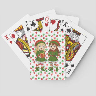 Baraja De Cartas Elfos de Navidad lindos de anime