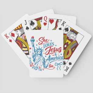 Baraja De Cartas Ella Ama a Jesús y a América También 4 de Julio Cr