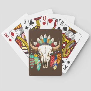 Baraja De Cartas Emblema de cráneo de búfalo nativo americano