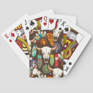 Baraja De Cartas Emblema de cráneo de búfalo nativo americano
