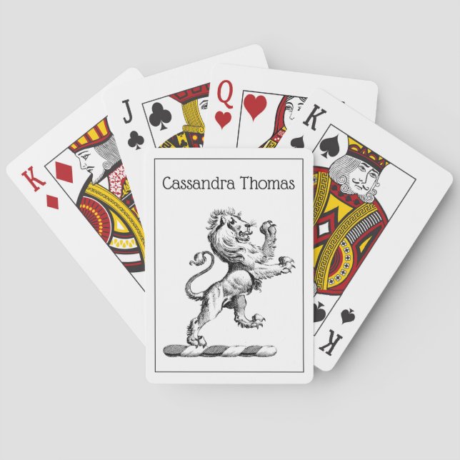 Baraja De Cartas Emblema de cresta de león de pie heráldico (Reverso)