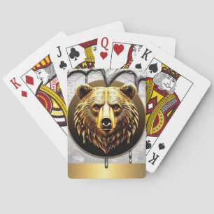 Baraja De Cartas Emblema de oso dorado de lujo en estilo metálico �