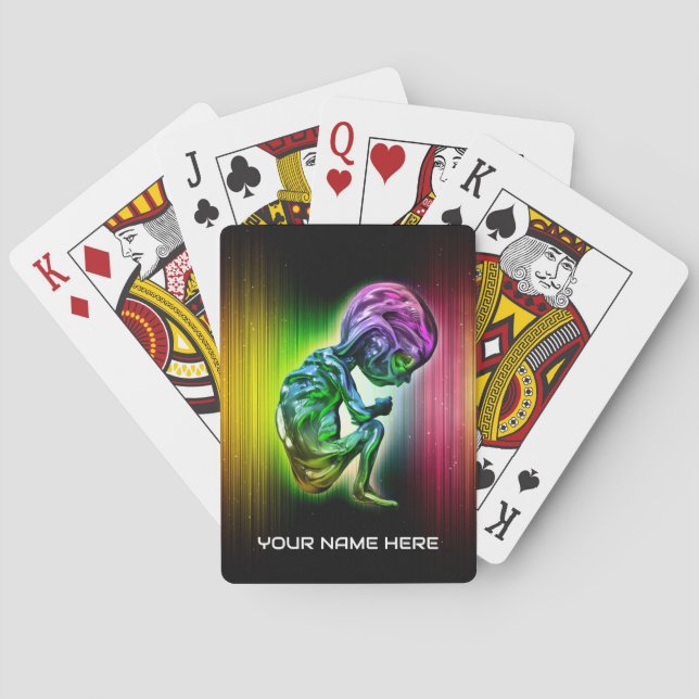 Baraja De Cartas Embrión híbrido alienígena. (Reverso)