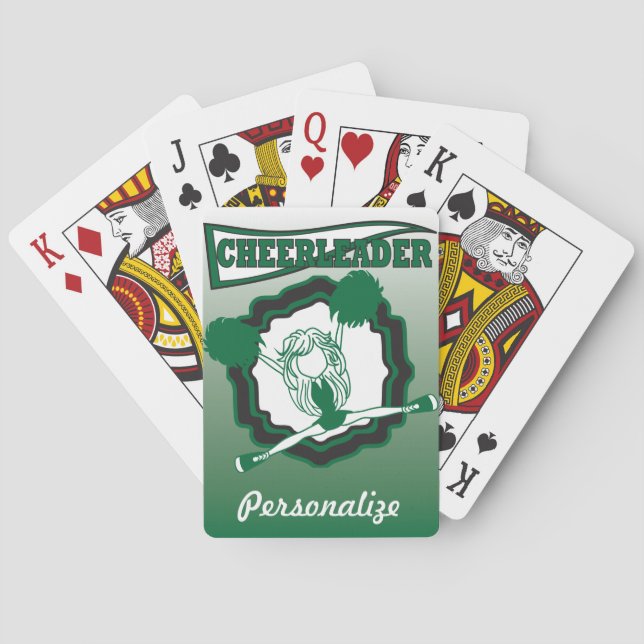 Baraja De Cartas Emocionante animador verde oscuro | Personalizar (Reverso)
