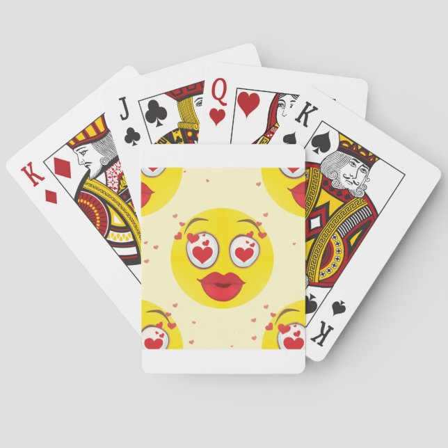 Baraja De Cartas Emoji de beso de San Valentín (Reverso)